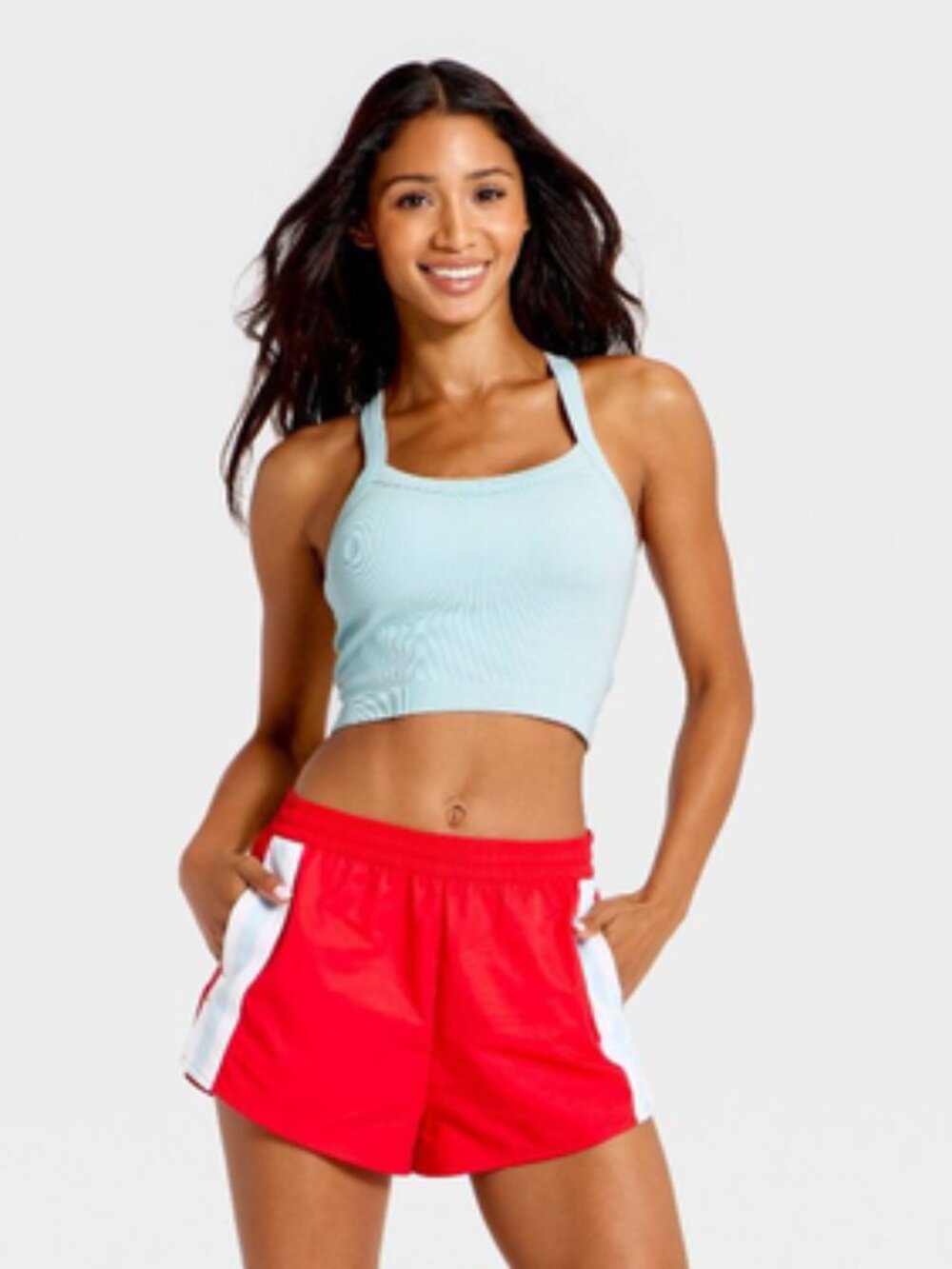 Women's Seamless Cropped Support Tank Top - JoyLab Light Blue XS